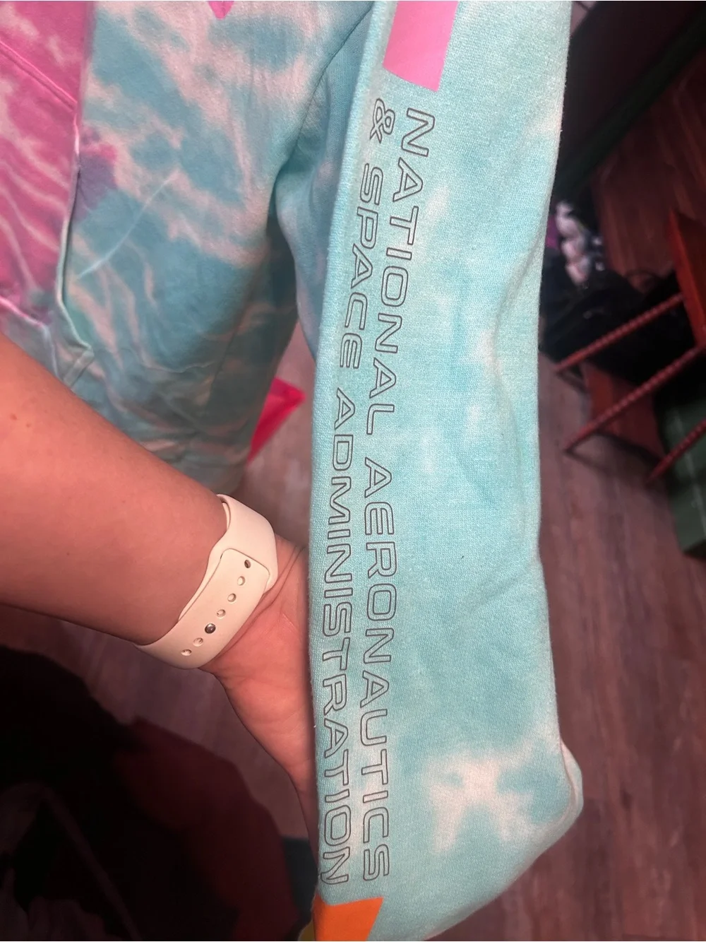 NASA hoodie tie dye large